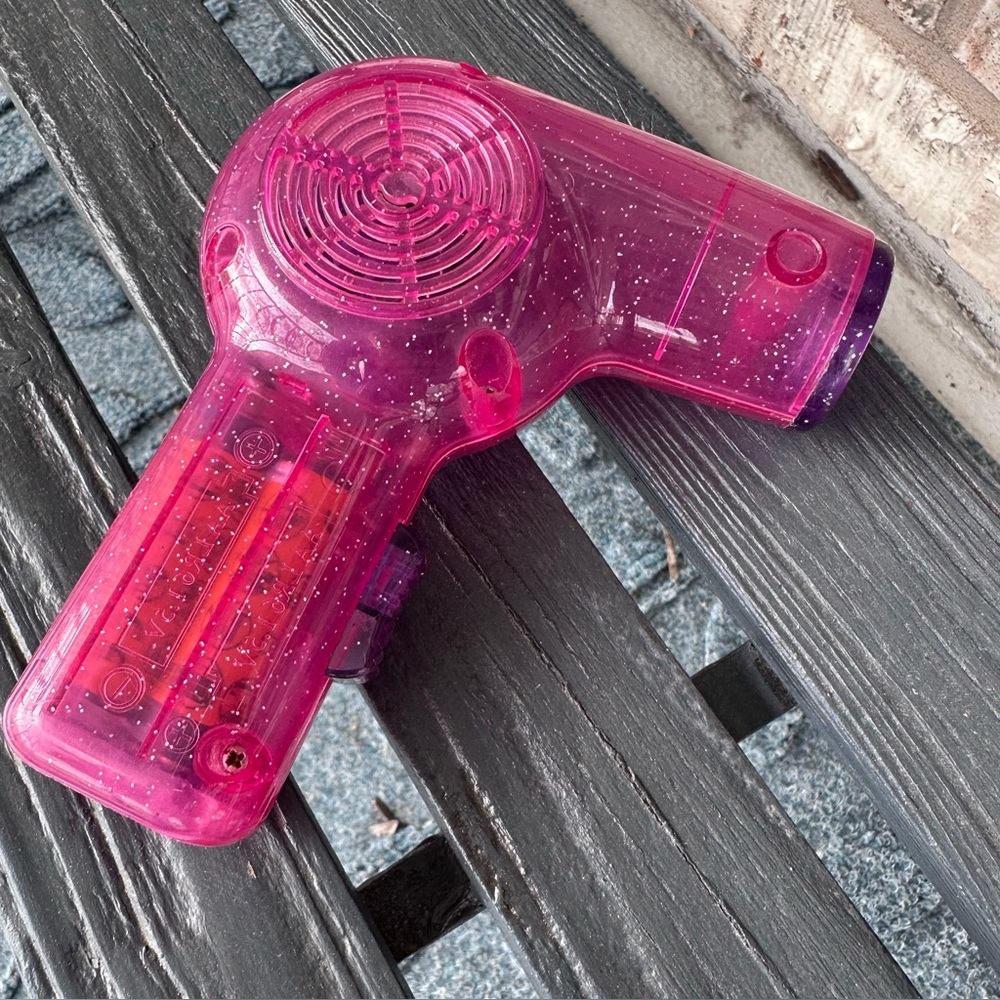 Cute Functional Sparkly Pink and Purple Toy Hair Dryer